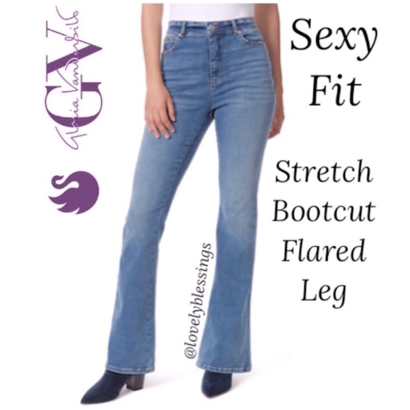 Slimming Look Boot Cut Stretch Jeans Gloria Vanderbilt Plus Size 18W Light Wash - Picture 1 of 16